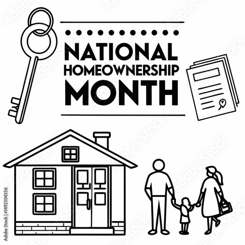 NATIONAL HOMEOWNERSHIP MONTH vector illustration