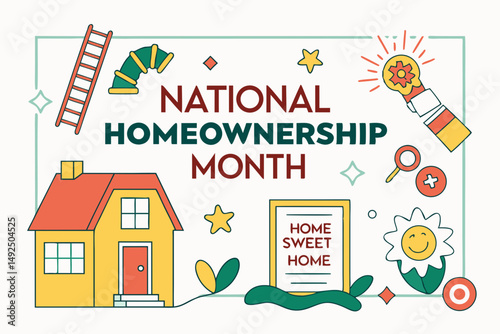 NATIONAL HOMEOWNERSHIP MONTH vector illustration