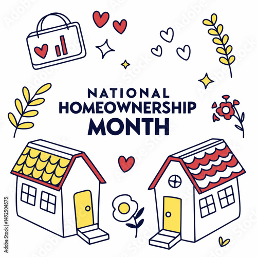 NATIONAL HOMEOWNERSHIP MONTH vector illustration