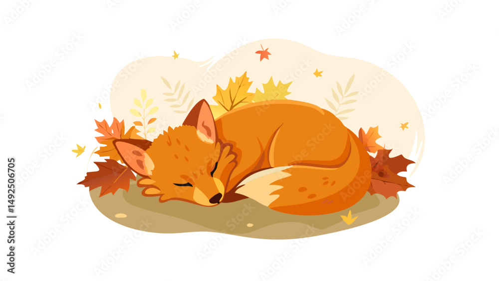 Naklejka premium fox in the autumn forest