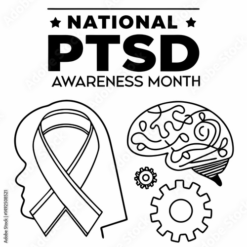 NATIONAL PTSD AWARENESS MONTH vector illustration