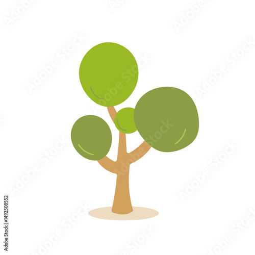Playful tree vector illustration. Round green tree in a cheerful, whimsical design vector illustration