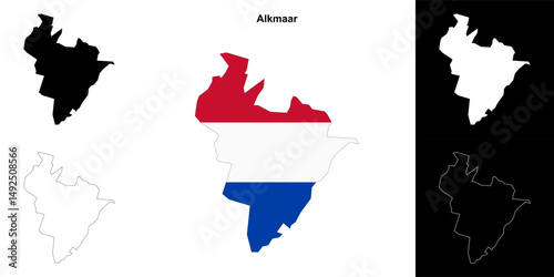 Alkmaar blank outline map set