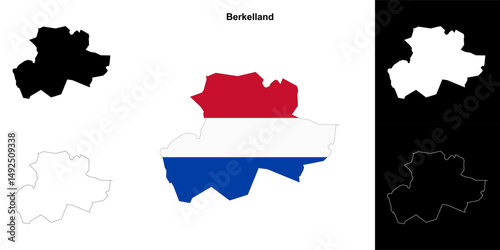 Berkelland blank outline map set
