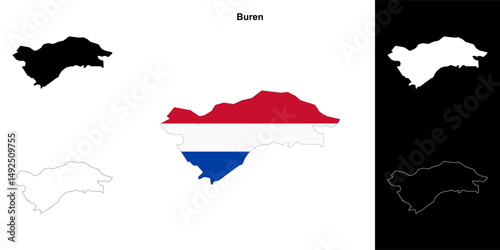 Buren blank outline map set