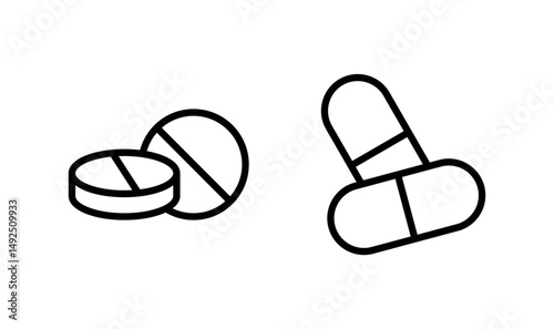 Pills icon logo design. capsule icon. Drug sign and symbol