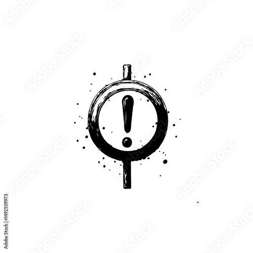 Distressed circular warning sign with exclamation point indicating a hazard