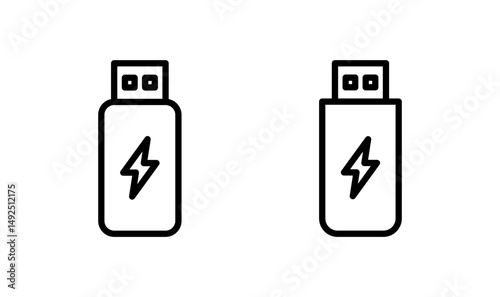 Usb icon logo design. Flash disk sign and symbol. flash drive sign. usb charging