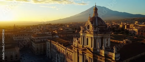 Obraz na płótnie Aerial view of naples city at sunset italy w salonie