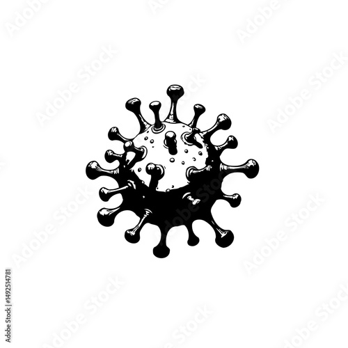 Detailed vector illustration of a coronavirus, a single microscopic pathogen