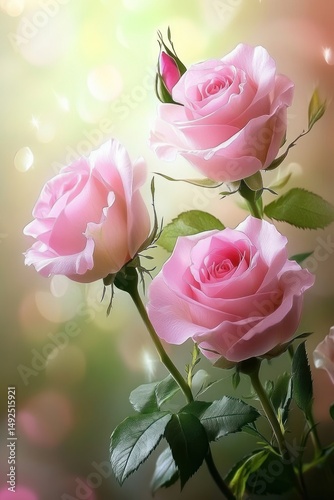 Beautiful pink roses soft artistic style
