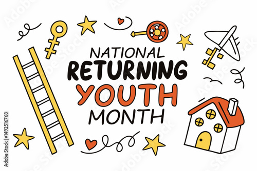 NATIONAL RETURNING YOUTH MONTH vector illustration