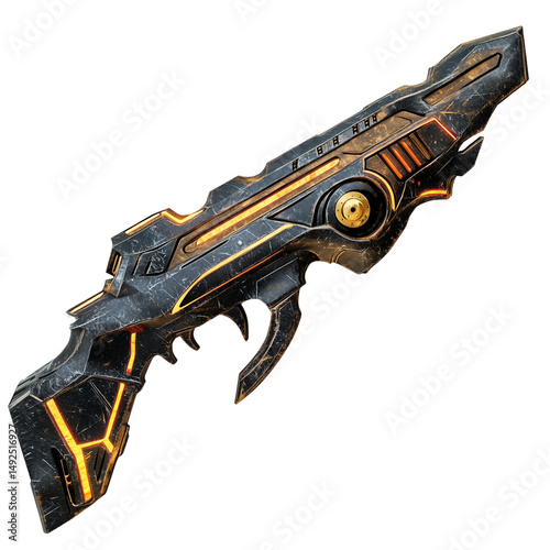 3D sci-fi weapon on transparent png background