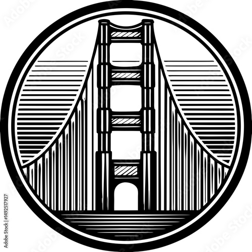 Golden gate bridge in silhouette vector illustration