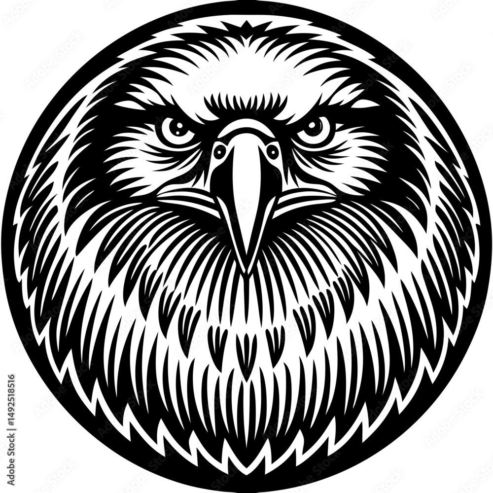 Obraz premium Eagle head in circle silhouette vector illustration