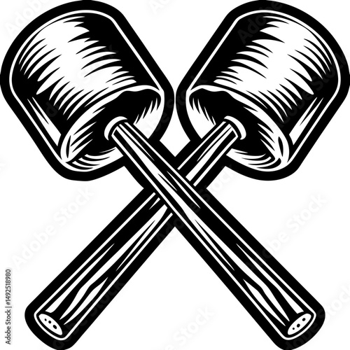 Crossed maracas musical instrument silhouette vector illustration