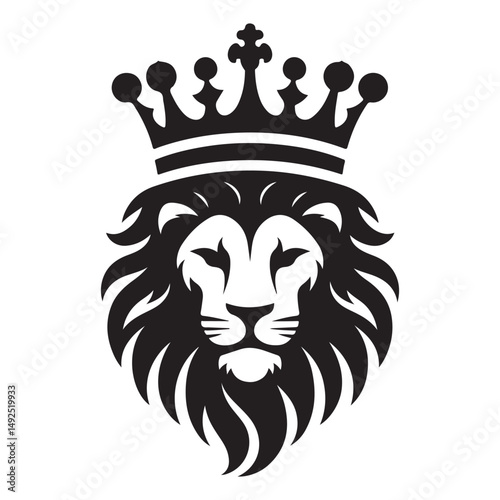 Majestic Lion with Crown Illustration Vector Design for Brands
