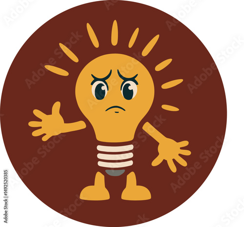 Mascot of sad light bulb character