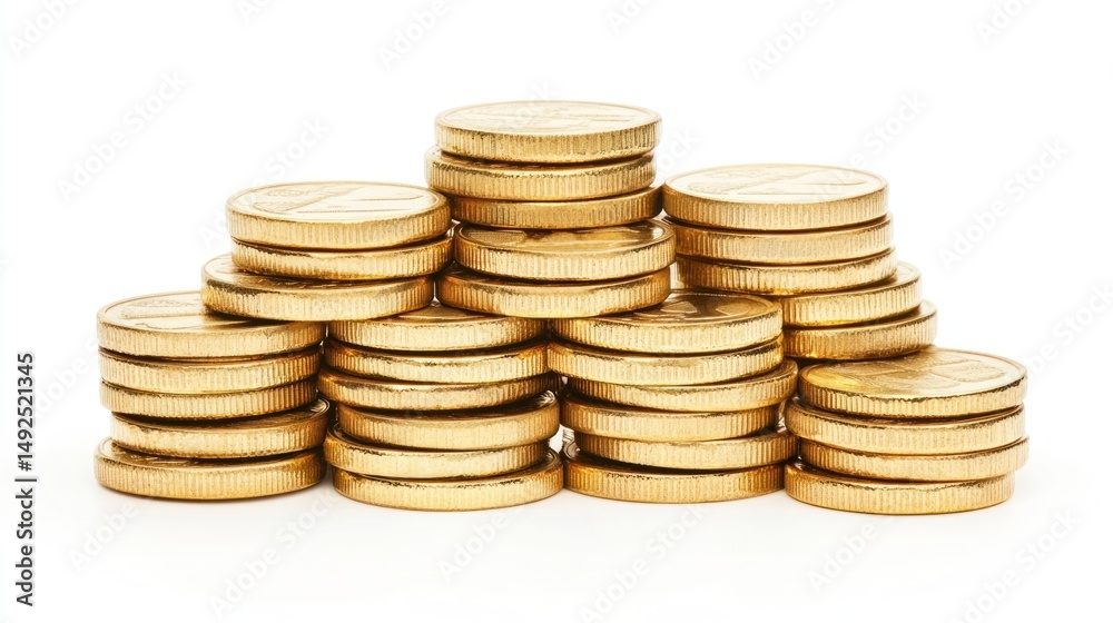 Golden coins stacked in a pyramid