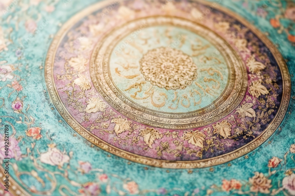 Obraz premium Ornate, circular design with intricate patterns and colors.