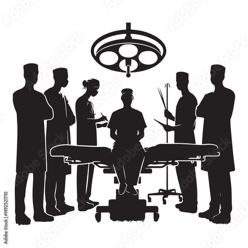 Surgical Operation Room Silhouette Vector Illustration for Medical Design