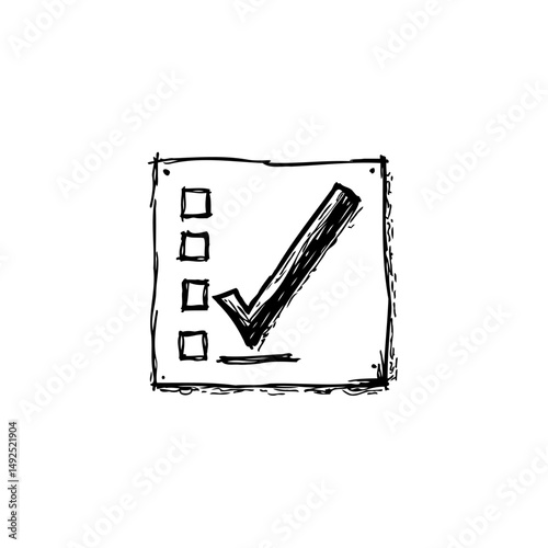Hand-Drawn Checklist Illustration: Task Completion and Verification Concept