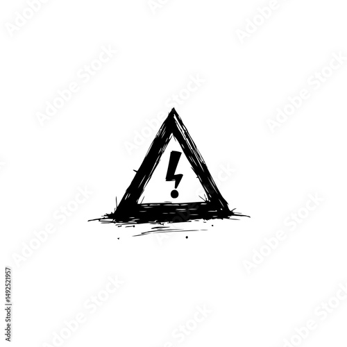 Hand-drawn high voltage warning sign emphasizing danger with artistic flair