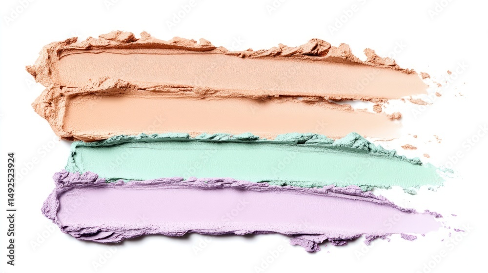 Colorful makeup swatches on a white background