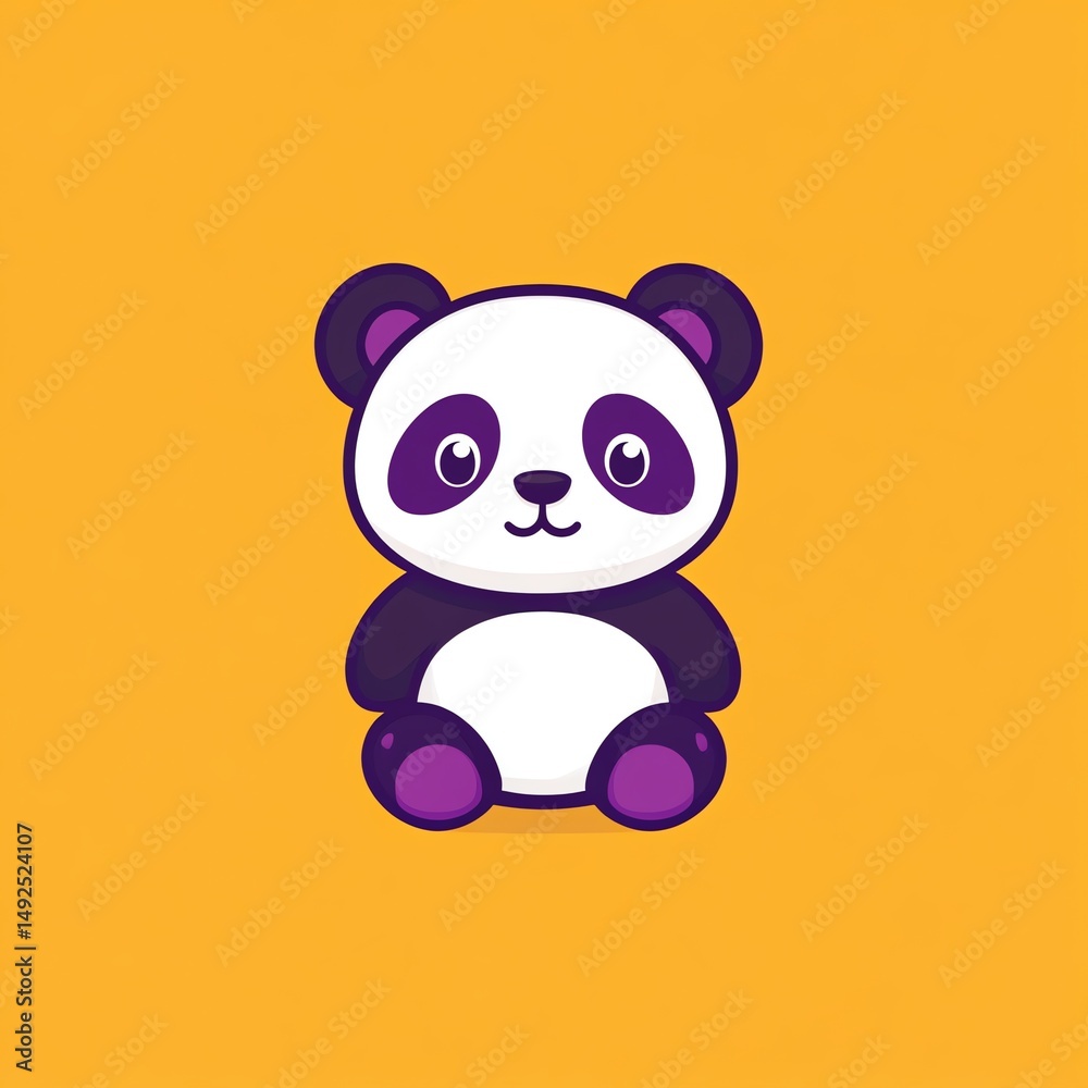 Obraz premium A joyful cartoon panda design radiating cuteness and positivity for all ages.