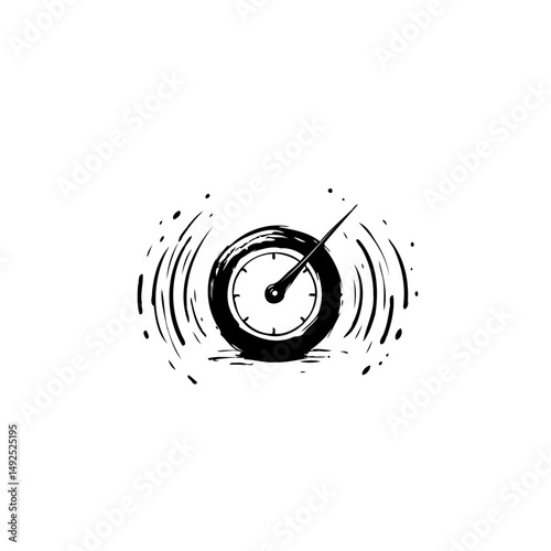 Dynamic velocity indicator showcasing rapid movement, artistic ink illustration