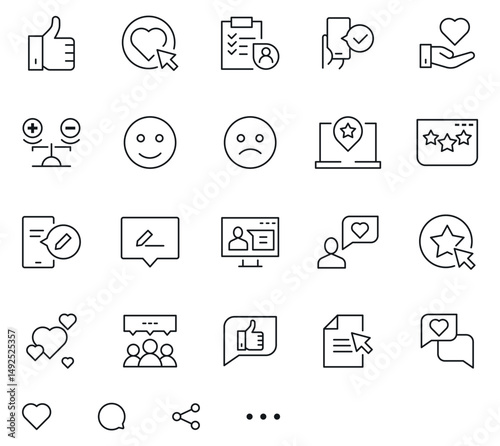 Feedbacks and ratings icon set. Review on customer service. Testimonials Related. Modern icons. Vector illustration