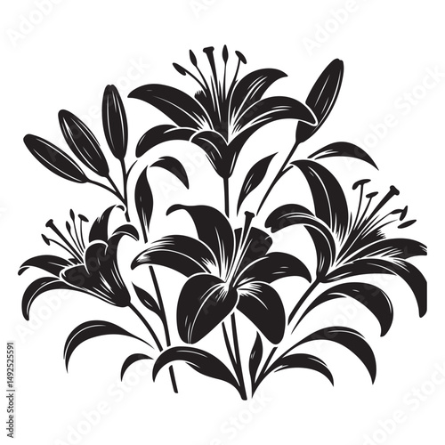 Elegant Lily Flower Vector Silhouette Design for Floral Art