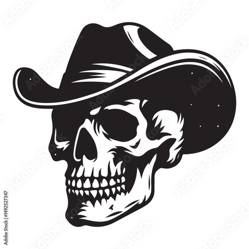 Cowboy Skull Silhouette Graphic Vector Design for Western Themed Projects