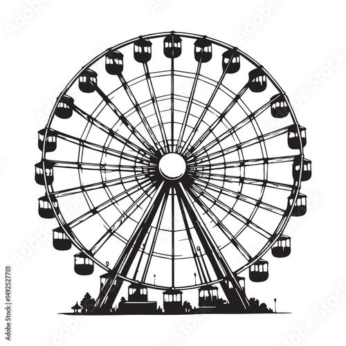 Ferris Wheel Silhouette Vector Illustration for Fun Fair Designs