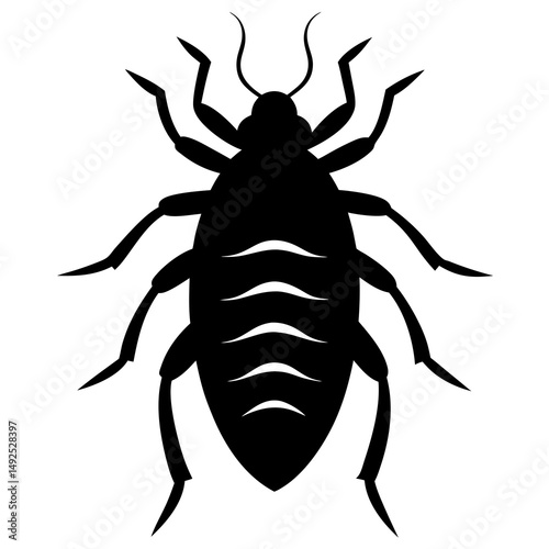 Black Silhouette of a Louse Insect Vector Illustration