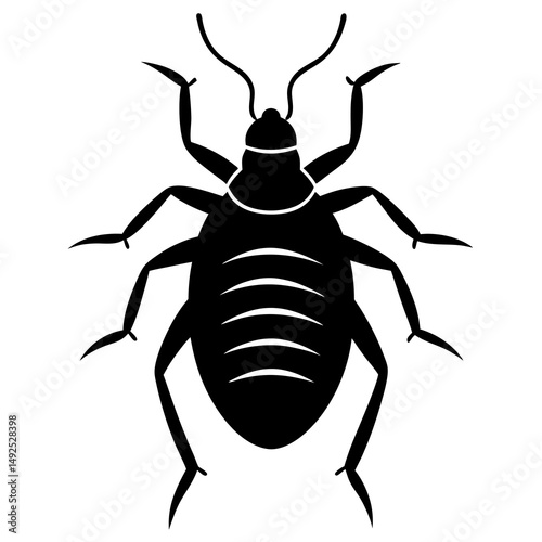 Black and White Bed Bug Icon Illustration