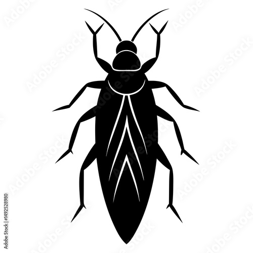 Stylized Black Cockroach Illustration Vector Graphic