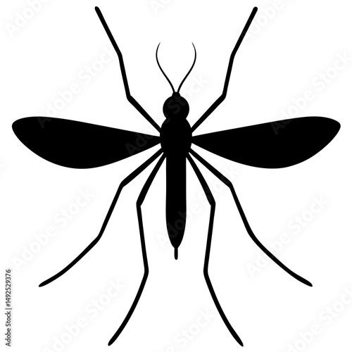 Black Silhouette of a Mosquito Insect Vector Illustration