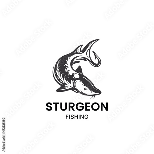 Sturgeon fishing logo