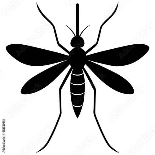 Black Silhouette of a Mosquito Insect Vector Illustration