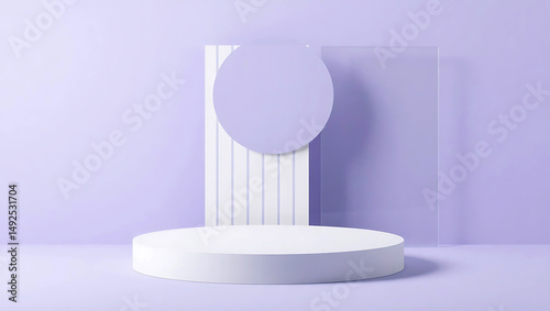 Product podium stage for mockup presentation, 3D rendering 3D product display platform is Empty podium or pedestal display on green background with cylinder stand concept.