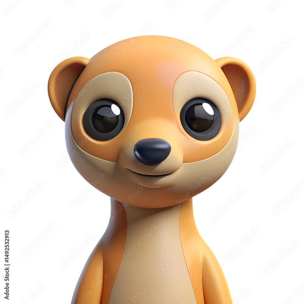 Naklejka premium Adorable cartoon meerkat character isolated on a white background