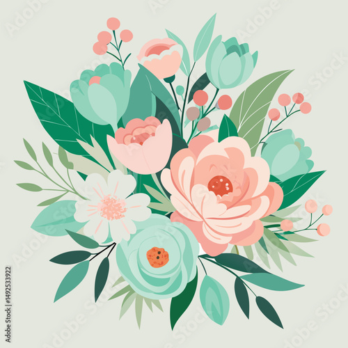 Elegant Aquamarine Pastel Pink Bouquet