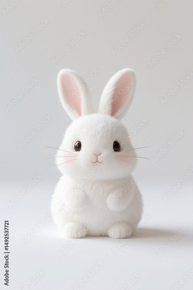 Fototapeta premium there is a white rabbit that is sitting on a white surface