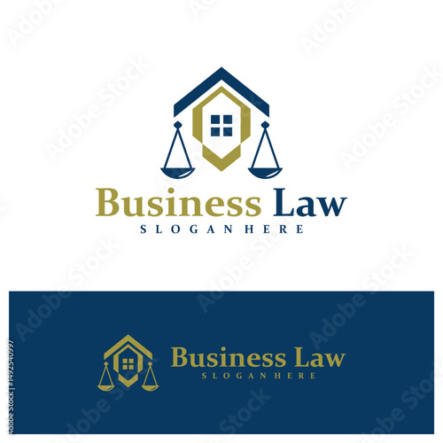 House Justice logo design concept vector. Law Firm with House Logo Design Template. Creative Symbol. Icon