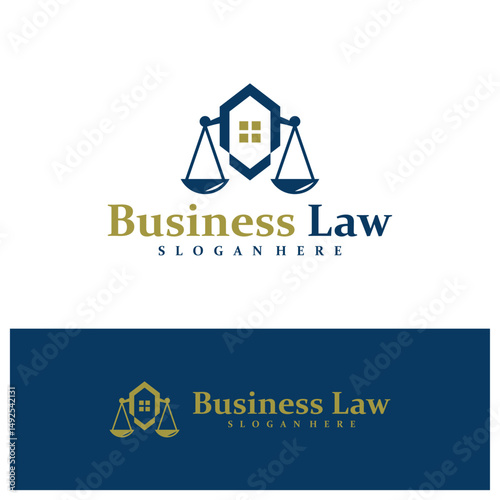 House Justice logo design concept vector. Law Firm with House Logo Design Template. Creative Symbol. Icon