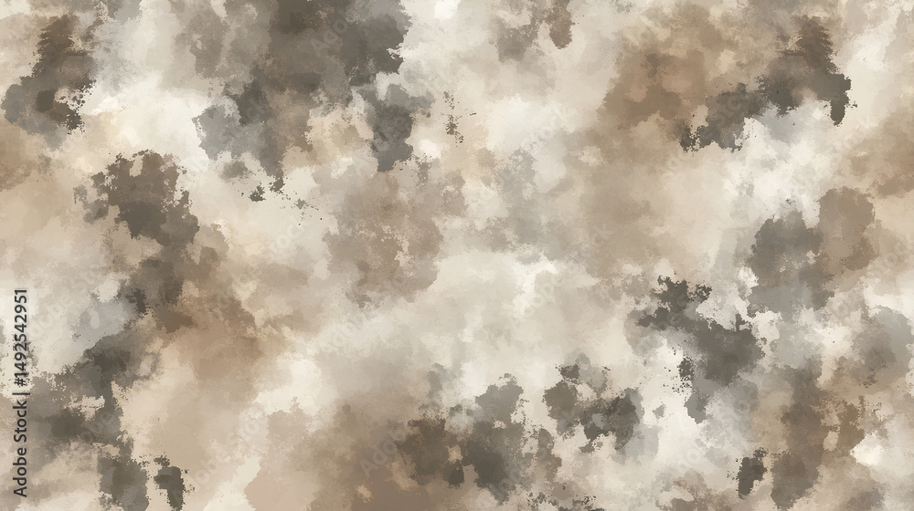 Fototapeta premium Dark dusty pale pastel color shade. Brown beige gray white abstract watercolor pattern. Grange art background. Paper brush stain splash. Blank template design.