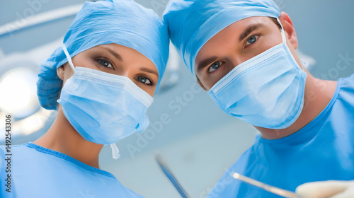 assistant preparing tools in a brightly lit dental clinic