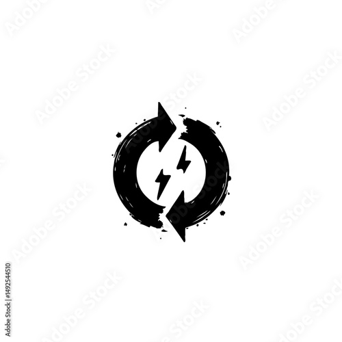 Abstract conceptualization of renewable energy featuring cyclical arrows and lightning bolts