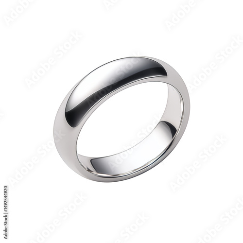A simple silver ring on a plain black background on transparent background